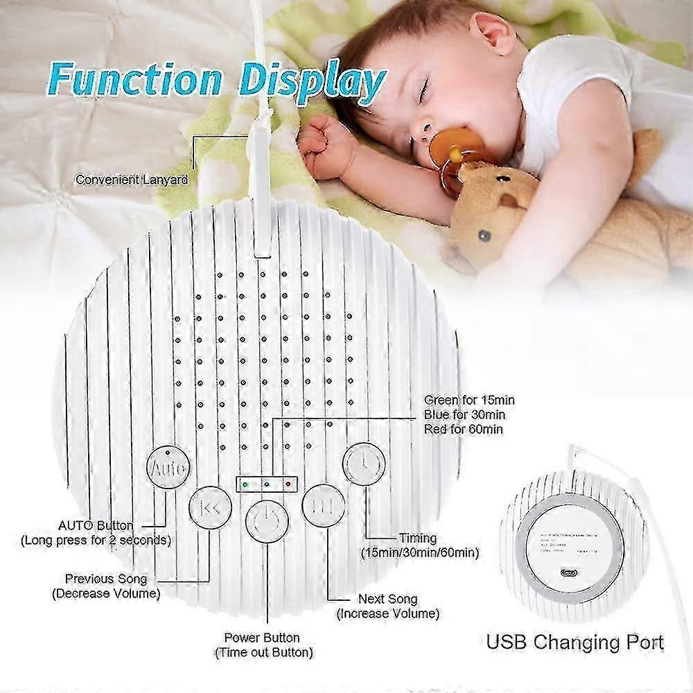 White Noise Machine 10 Soothing Natural Sound Therapy Portable Sleep USB Recharg