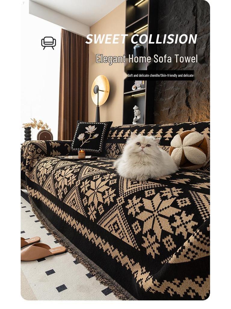 Nordic Minimalist Chenille Sofa Blanket - Anti-Scratch, Four Seasons Universal Cover