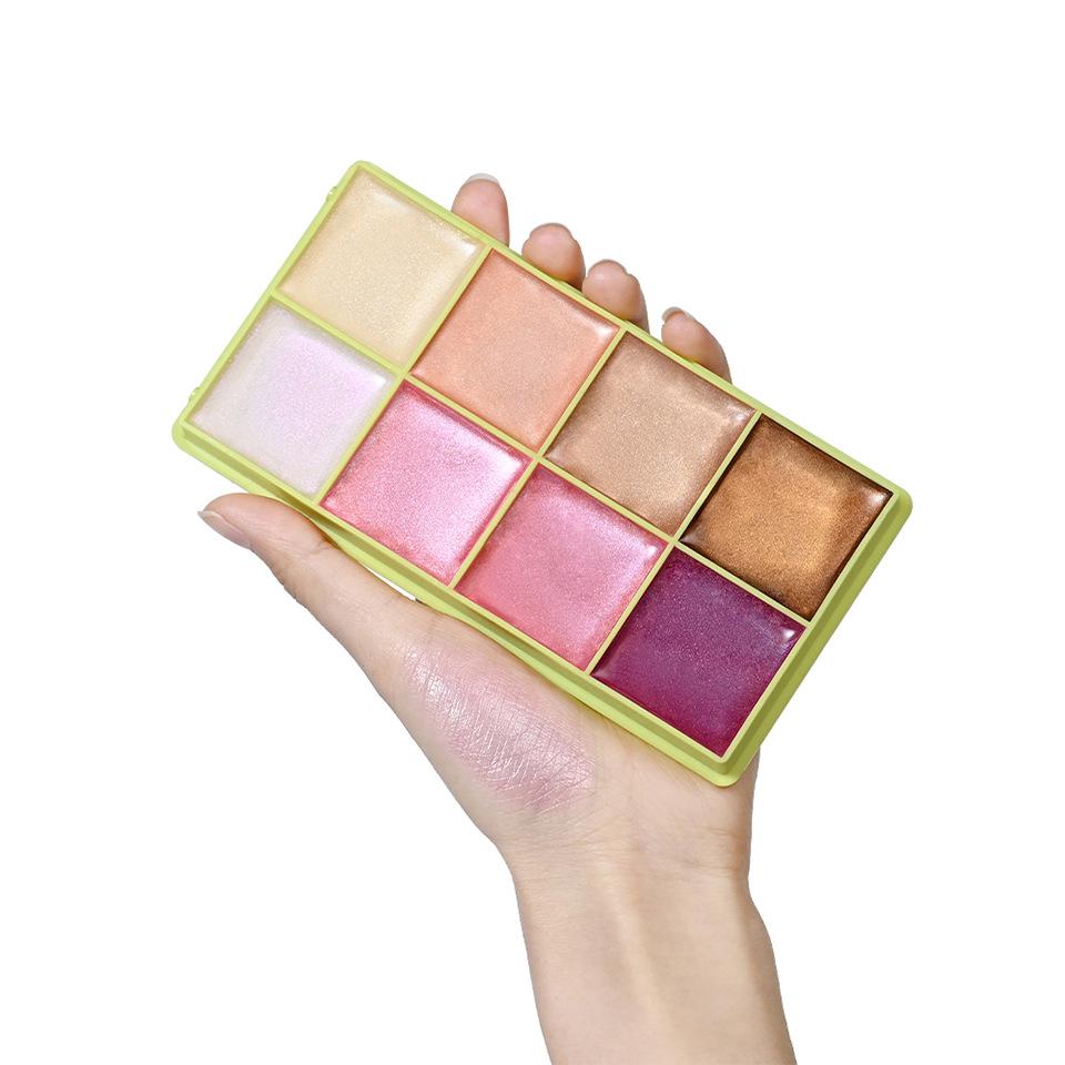 8-farebná krémová paleta rozjasňovačov trblietavý lesk rozjasňovač ľahký krém na make-up rozjasniť tvár telo prirodzený kontúrny kozmetický