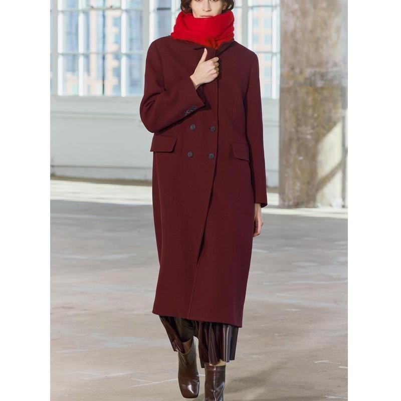 Fall and Winter New Women's Clothing French Lapel Long Sleeves Mid-Length Coat Outwear 9047632 9231756