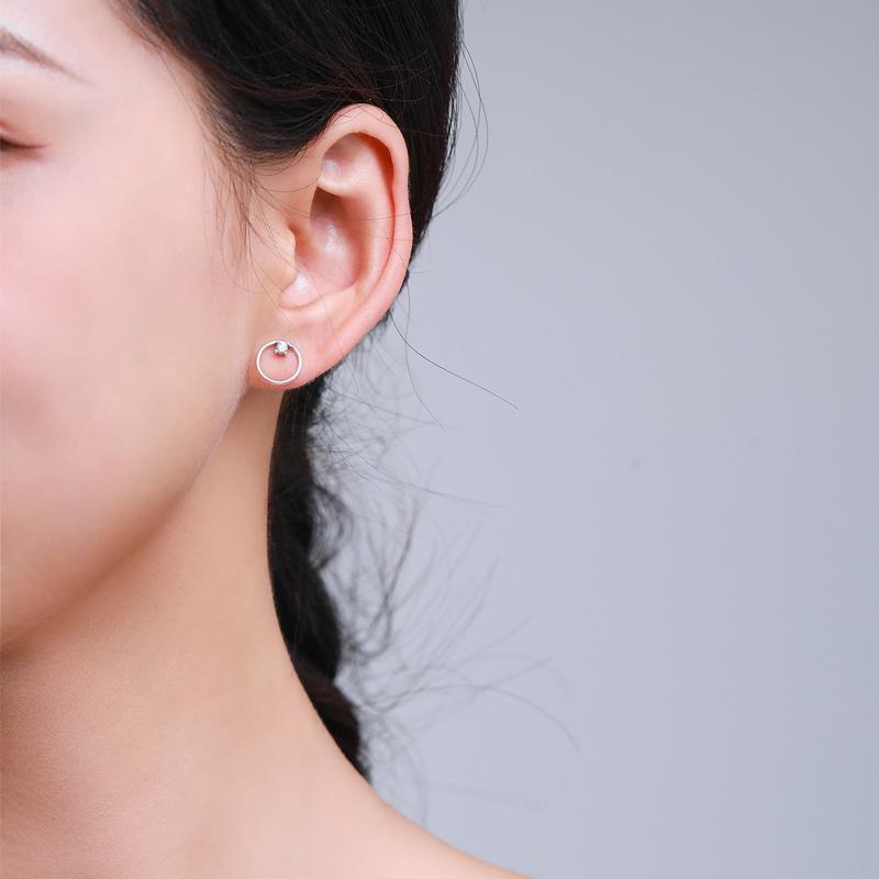 Modian 925 Sterling Silver Vintage Circle Fashion Minimalist Dazzling Stud Earrings For Women Wedding Fine Jewelry Gift