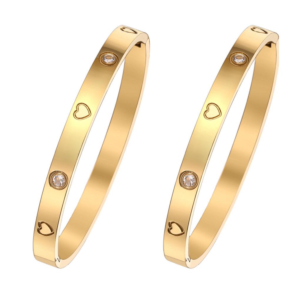 Neues vierblättriges Kleeblatt Titanstahl Paararmband Schlichter eleganter Titanstahlschmuck Edelstahlarmband