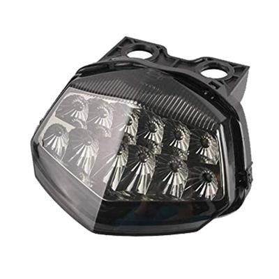 Karun Motorrad LED Rücklicht mit integriertem Blinker, Schwarze Linse, Kompatibel mit Kawasaki fürNinja250R 08-12 Jahre