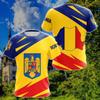 RUMÄNIEN Flagge 3D-Druck Sport Schnelltrocknend Atmungsaktiv Herren T-Shirt Outdoor Street Jersey Kurzarm Eltern-Kind Sommer Oberteil Kleidung