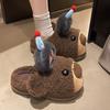 Bear Cotton Slippers Women's Autumn and Winter 2025 New Indoor Home Plush Cartoon Thick Bottom Stepping On Shit Feeling Warm Cotton Mop