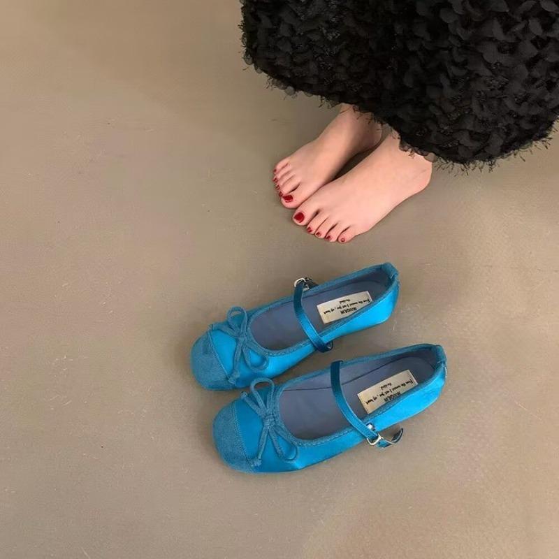 Luxury Satin Silk Ballet Shoes Woman Classic Square Toe Bowtie Elastic Band Ballerina Flats Ladies Soft Loafers Zapatos Mujer
