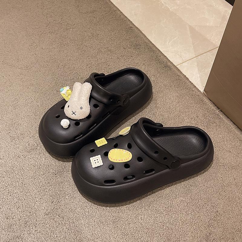 Thick-soled hole shoes women's 2025 new summer outer wear bag head cool slippers women's non-slip cute cartoon one-pedal slippers