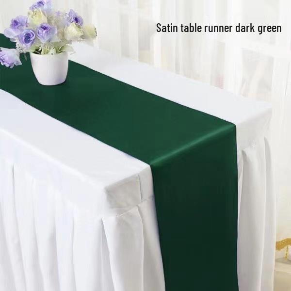 High-Density Satin Table Runner for Weddings & Banquets - Solid Color Polyester Table Decoration