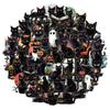 50PCS Halloween Cute Black Cat Creative Graffiti Stickers DIY Luggage Notebook Water Cup PET Waterproof Stickers