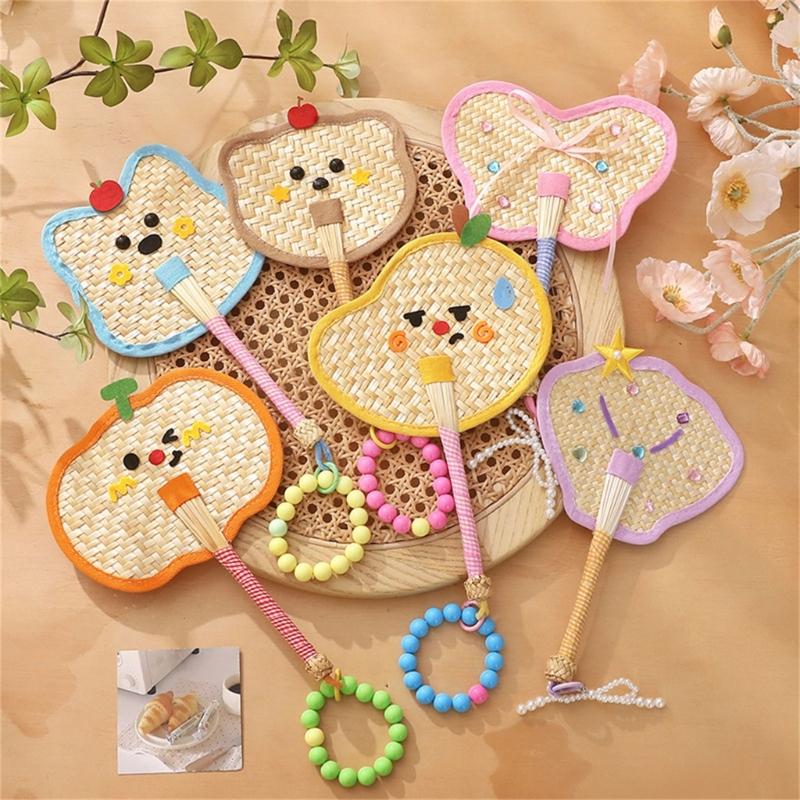 Portable Hand Photography Fan Natural Wheat Straw Decoration Beach Weddings Party Essential Cooling Accessories