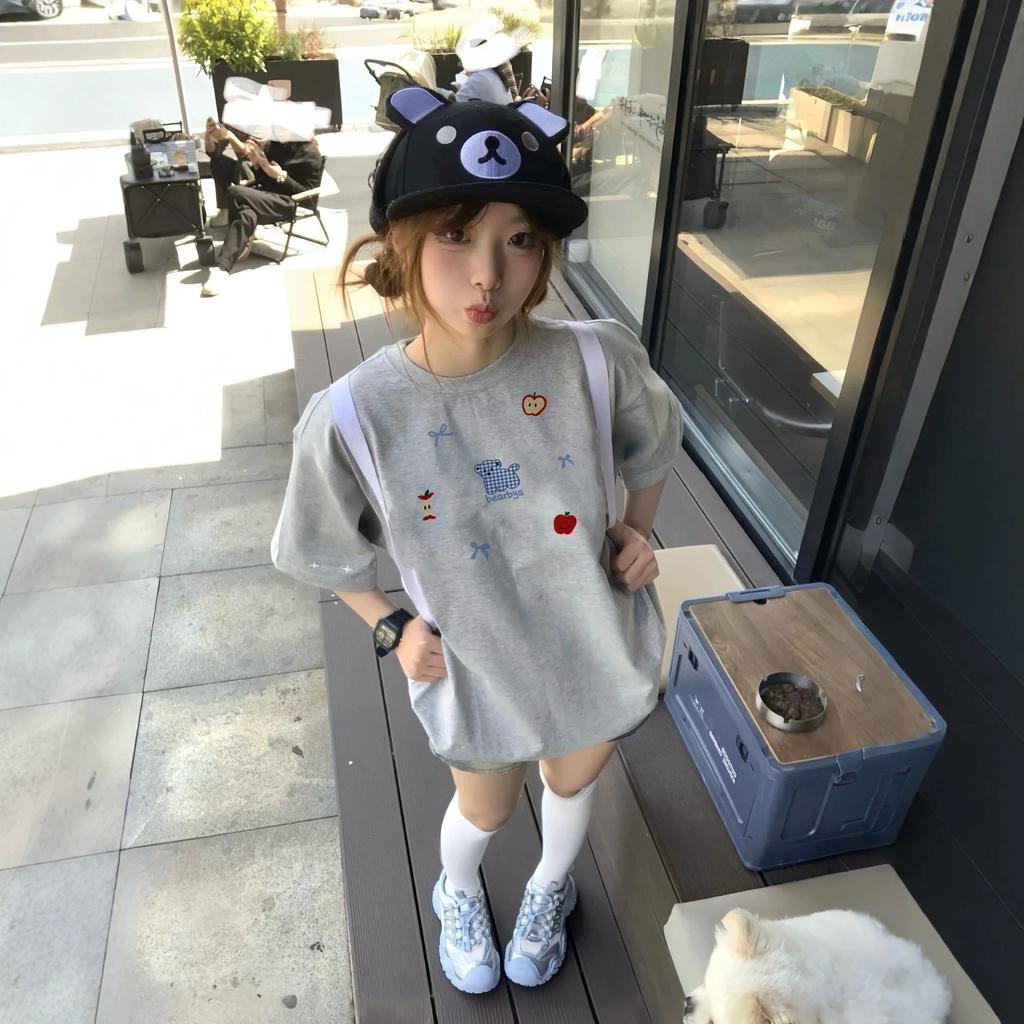 Heavy Pure Cotton Huge Good-looking White Short-sleeved T-shirt Women's New Summer Loose Design Sense Niche Clothes