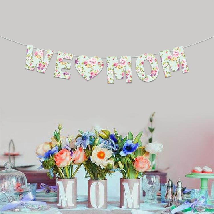 Mother’s Day Decoration Flag - Vibranted Color Bunting Supplies for Creating Celebration for Moms