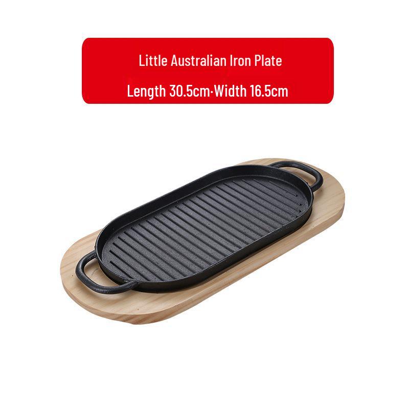 Commercial Cast Iron Round Griddle Pan for BBQ and Gas Grill - Rectangular Steak Plate