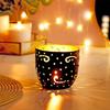Ornamental Iron Tea Light | Stylish | for Indoors & Outdoors Décor (Matt Black with Gold)