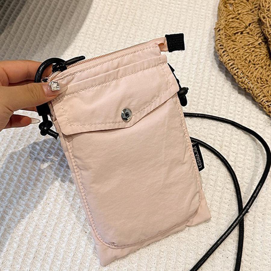 Korean-style Mobile Phe Bag Light and Thin Nyl Fabric Shoulder Bags Casual and Versatile Mini Crossbody Bag for Women Solid