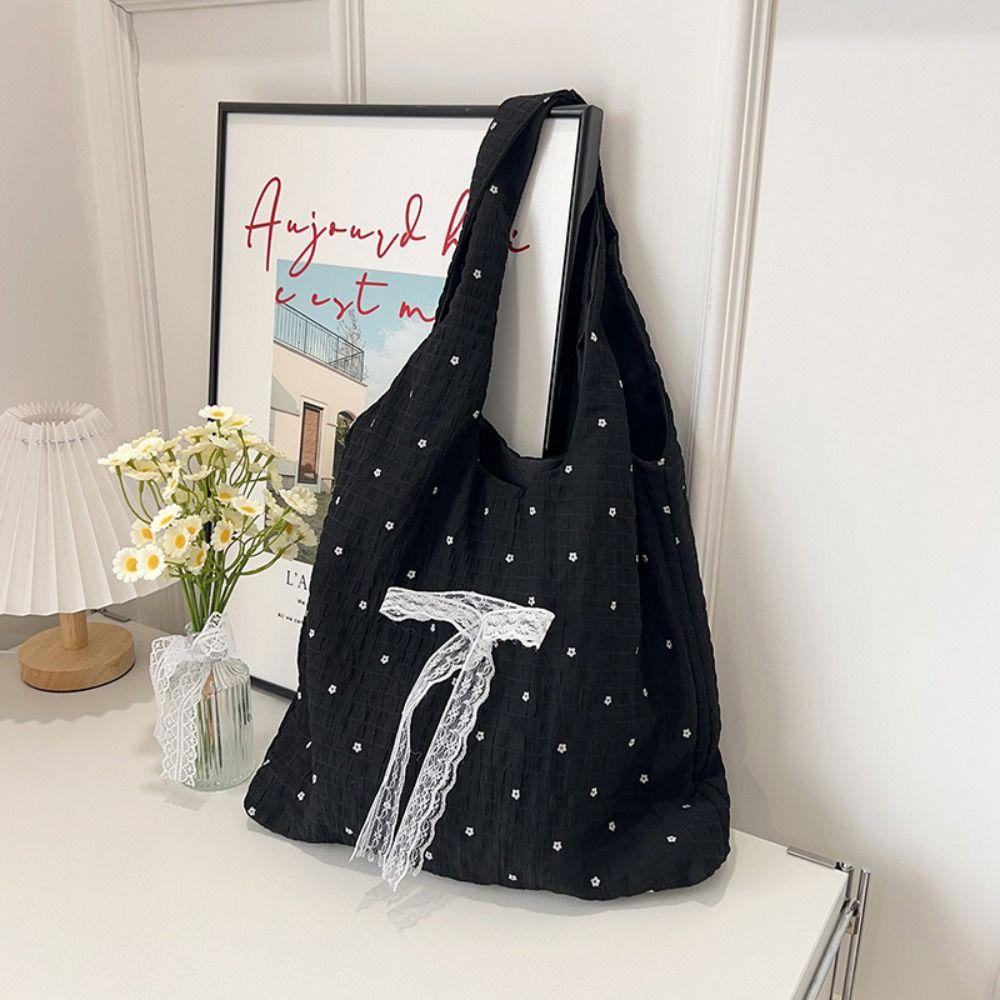 New Design Polka Dot Tote Bag Korean Women's Handbags Trendy Bow Lace Shoulder Bag  Ladies