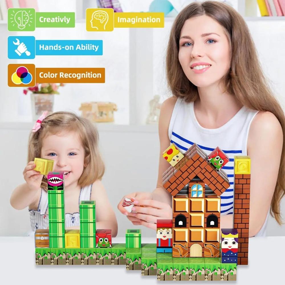 Magnetic Building Blocks Toy Build Adventure Game Castle World Magnet Construction Set STEM Montessori Sensory Toys Gift