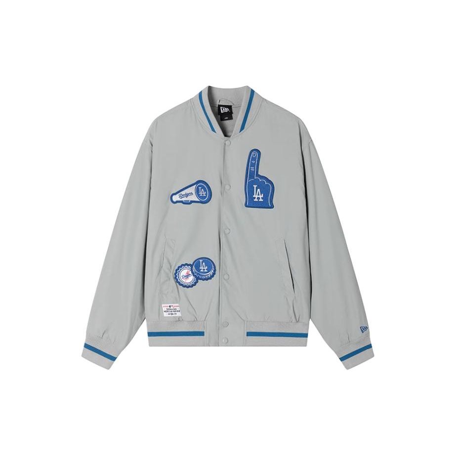 New Era MLB Badge Series Detroit Tigers Logo Patch Loose Long Sleeve Jacket Unisex Jackets Gray 13559745