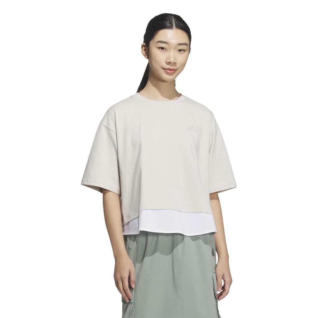 Adidas LUX CA Layered Short Sleeve Wonder Women's T-Shirt, WU734, Alumina/White (KA1019)