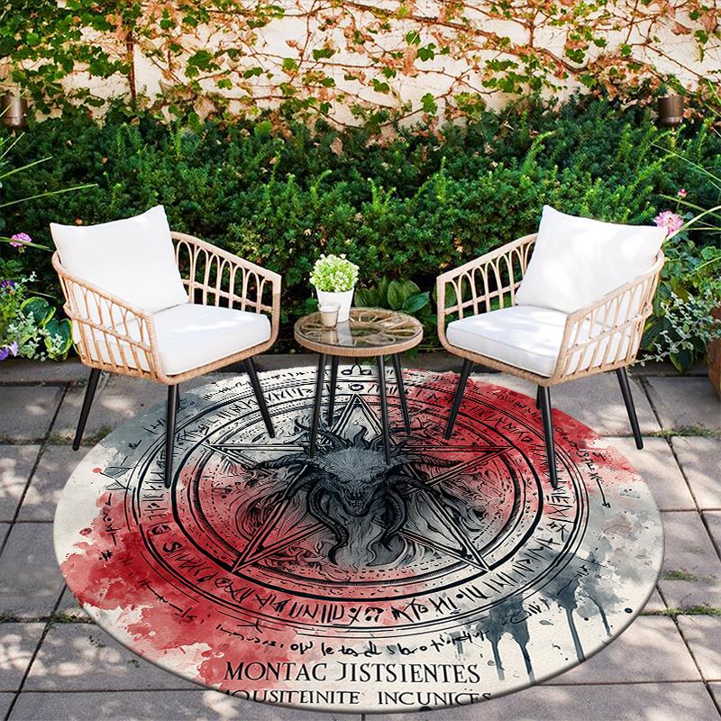 Pentagram pattern round rug,Carpet Rug for Living Room Bedroom Sofa Playroom Decor,Non-slip Floor Mat,Holiday Gifts and Birthday Gifts