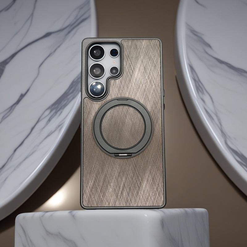 Suitable for Samsung S25ultra Mobile Phone Case Wood Grain 360 Rotating Magnetic Bracket Fashionable S25 Mobile Phone Protection Case