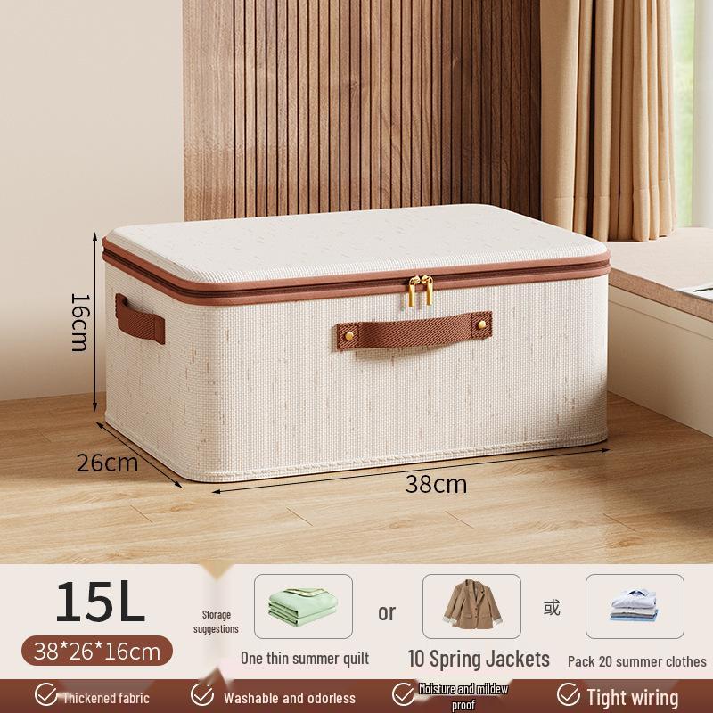 Tian Shan Cotton Linen Zipper Storage Box with Lid for Clothes and Toys