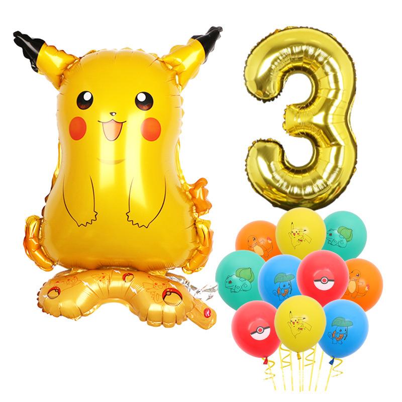 Standing Pokémon Pikachu Squirtle Child Elf Birthday Aluminum Film Printing Latex Balloon Gift