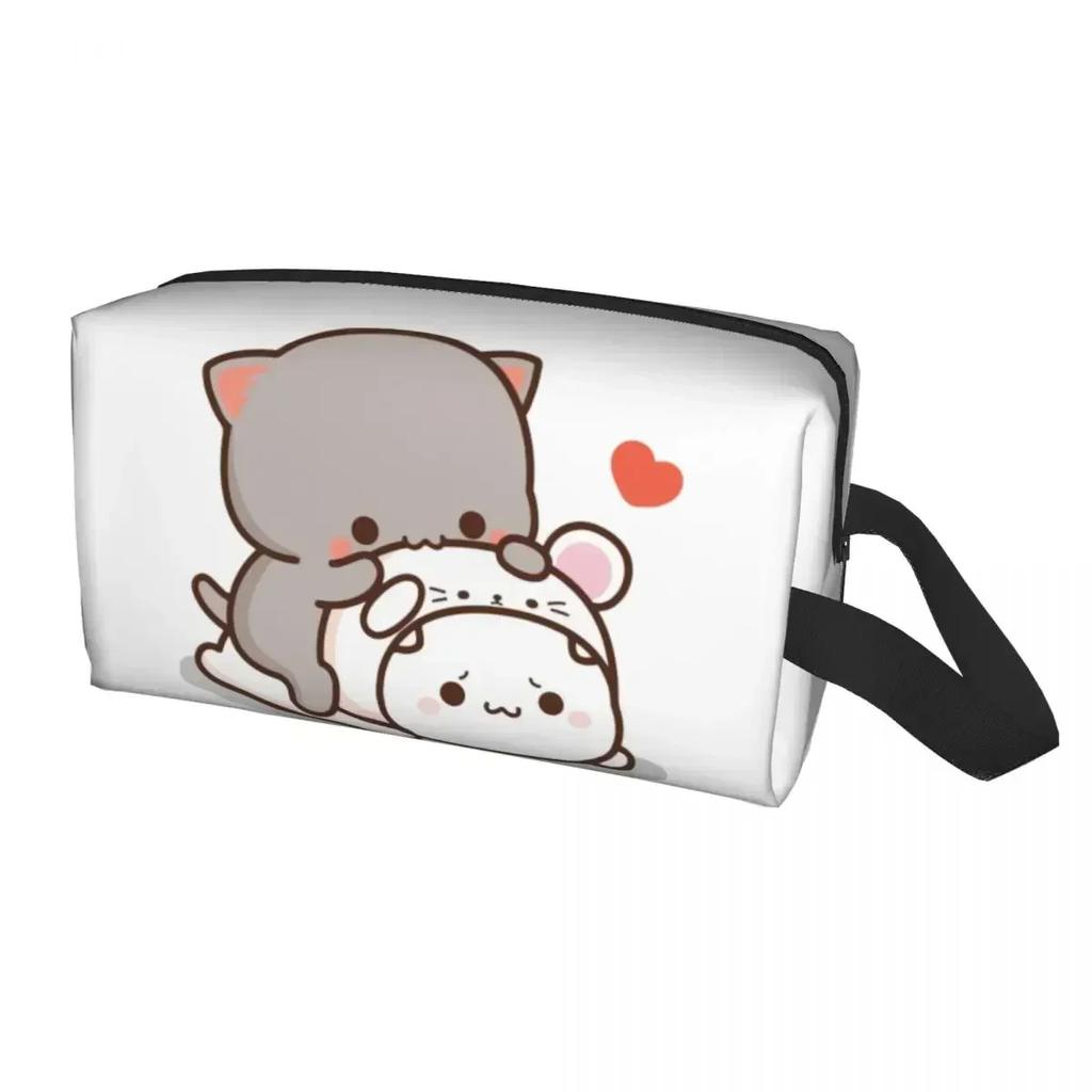 Peach And Goma Travel Cosmetic Bag for Women Kawaii Makeup Toiletry Organizer Lady Beauty Storage Dopp Kit