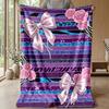 Pink Roses and Bows on Stripes Theme blanket Lightweight Warm Flannel Blanket Decorative Throw Blanket for Home Decoration