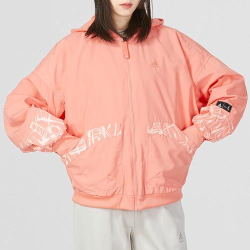 Adidas Αθλητικό Casual Μπουφάν με Κουκούλα για Γυναίκες, Ροζ