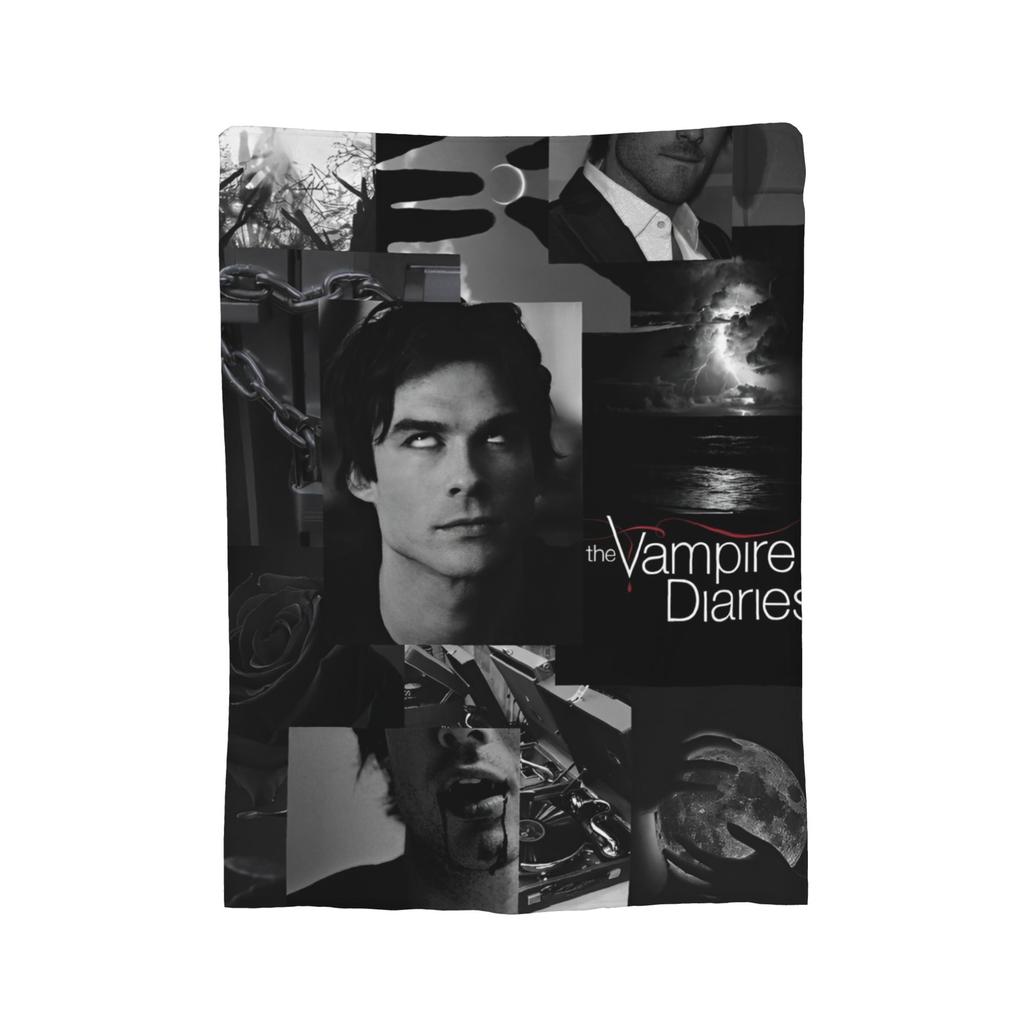 Damon Salvatore Vampire Diares Blankets Flannel Textile Decor  Multi-function Warm Throw Blanket for Bed Travel Plush Thin Quilt