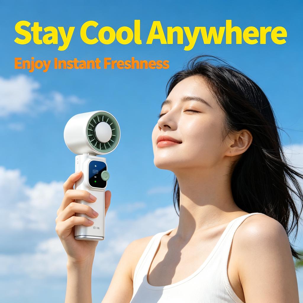 Ventilador de mano portátil recargable por USB enfriamiento rápido para verano al aire libre