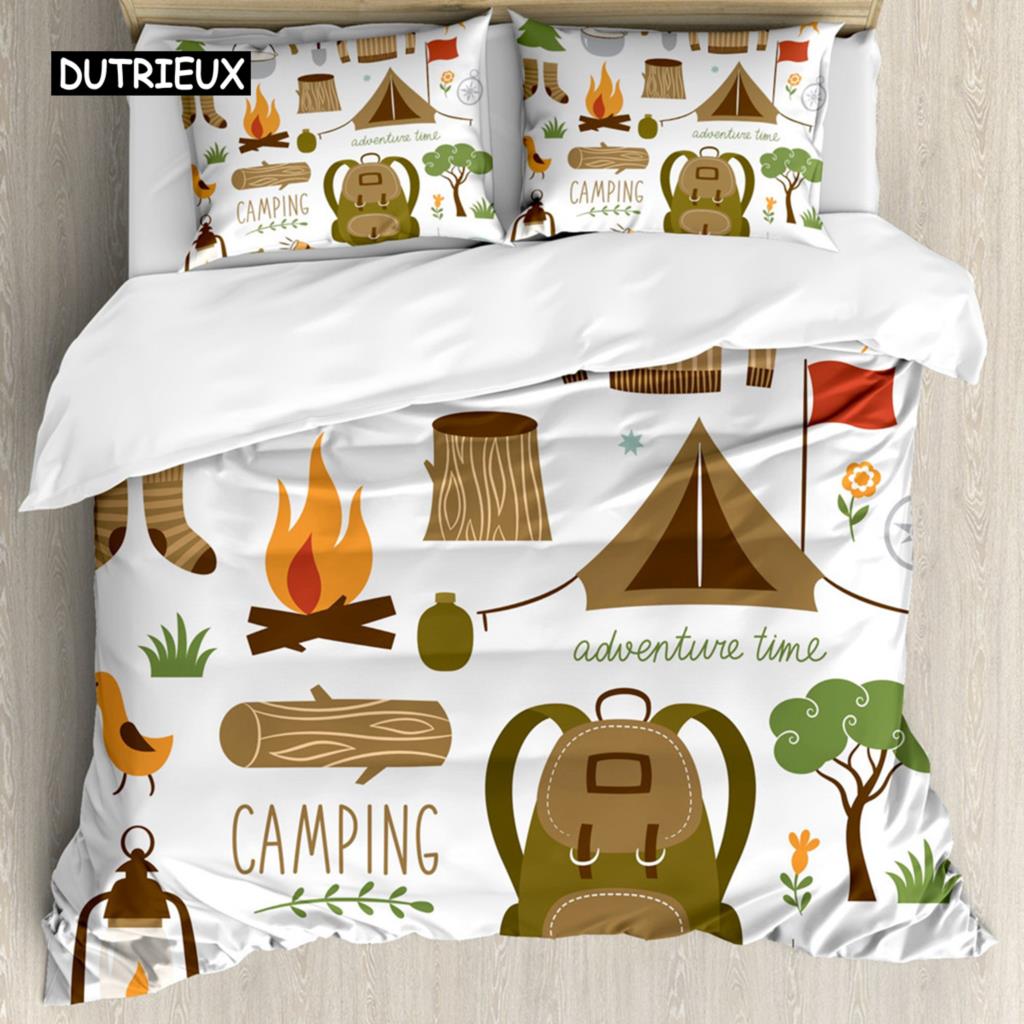 Set Copripiumino Avventura Tema Natura Selvaggia Set Copripiumino Biancheria da Letto Matrimoniale Queen King Size Set Biancheria da Letto in Poliestere Federa
