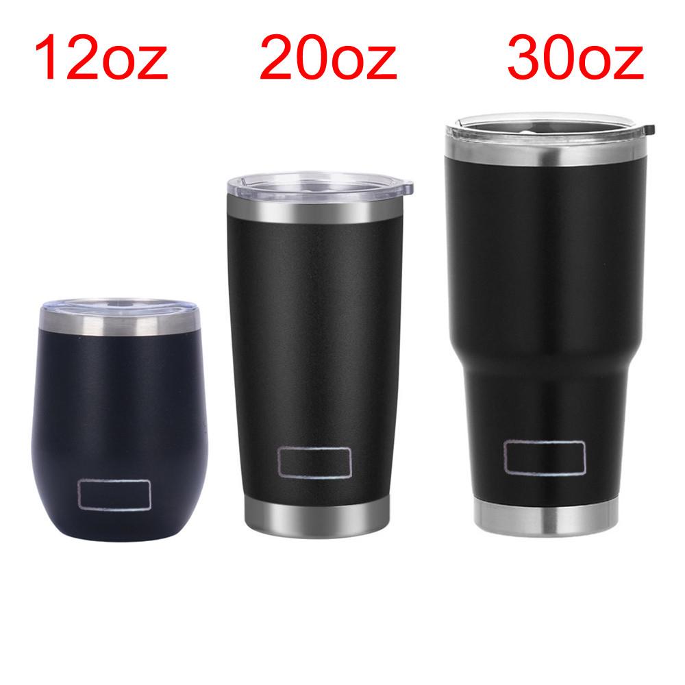 

30oz 20oz 12oz Tumbler Travel Mugs Beer Cup With Straw Lids Stainless Steel Vacuum Insulat Thermal Yetys Iced Coffee Cup for Car 360ml (12oz) only чёрный