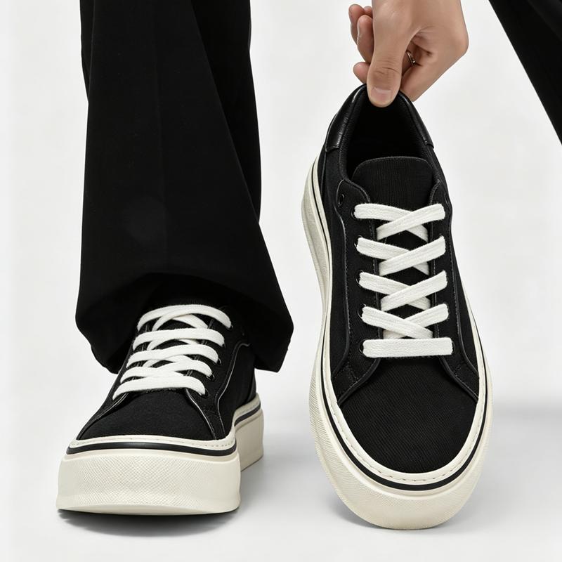 New Canvas Trendy Fashion Sports Breathable Thick Bottom Versatile Casual White Board Shoes Men'S Shoes