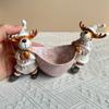 Resin Xmas Elk Decorative Bowl Cute Reindeer Ornament Jewelry Storage Tray  Home Decoration