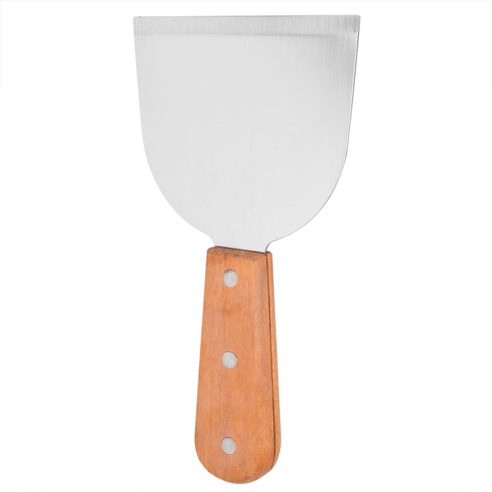 Wooden Handle Grill Scraper Wide Flat Head Pizza Spatula Easy Clean BBQ Shovel Burger Flipping