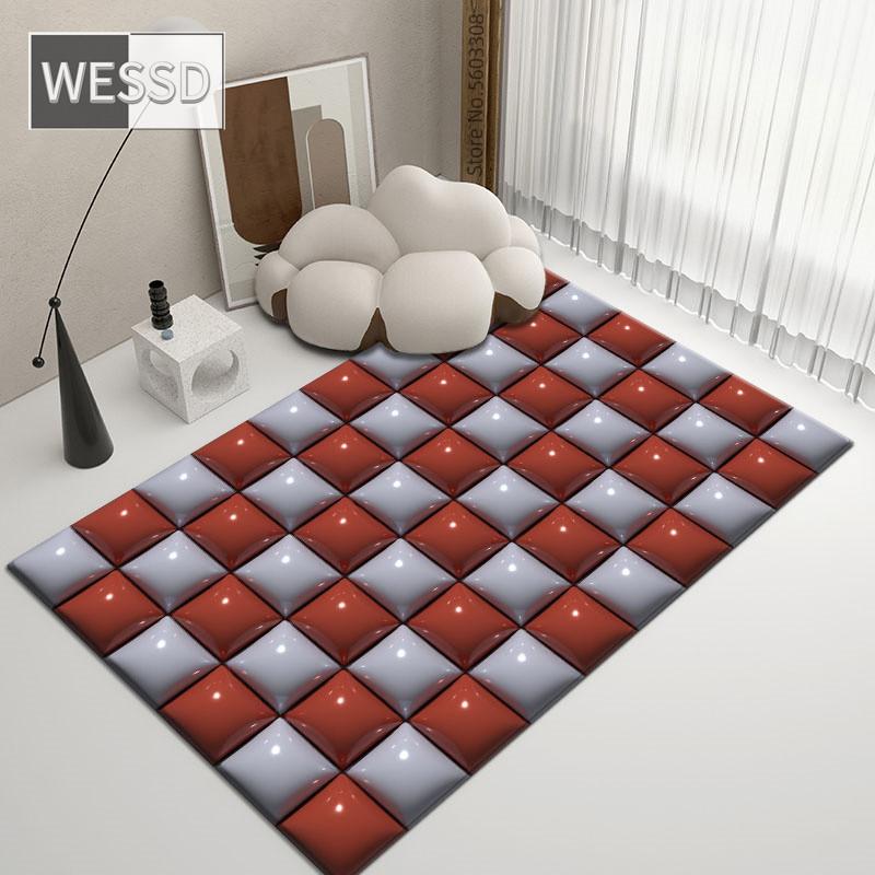 3D Carpet Geometric Plaid Large Size Room Rugs Gaming Room Mat Decoration Bedroom Checkerboard Carpet For Bathroom Mat