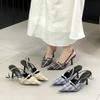 Fashion Retro Plaid Design High Heels Women Summer Elegant Slingbacks Heeled Sandals Sexy Pointed Toe Women Pumps Sandalias De Mujer