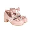 Plus Size Shoes Lace Women Bow Buckle Cute Lolita Girls Shoes Cartoon Bear Pearl Mary Jane Shoes