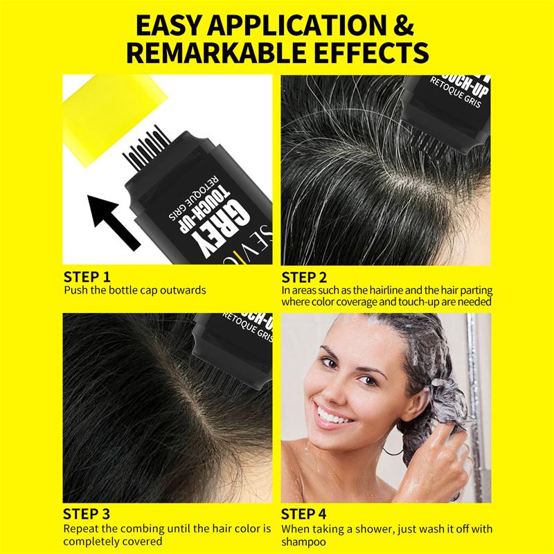 Hair Dye Stick With Comb SEVICH Temporary Waterproof Hair Coloring Pen Disposable Hair Root Concealer Stick Grey Touch Up Stick