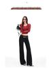 2026 Spring Slim-Fit American Style High-End Floor-Length Suit Pants - Black & White, Mid-Low Waist, Non-Clingy, Slimming Design
