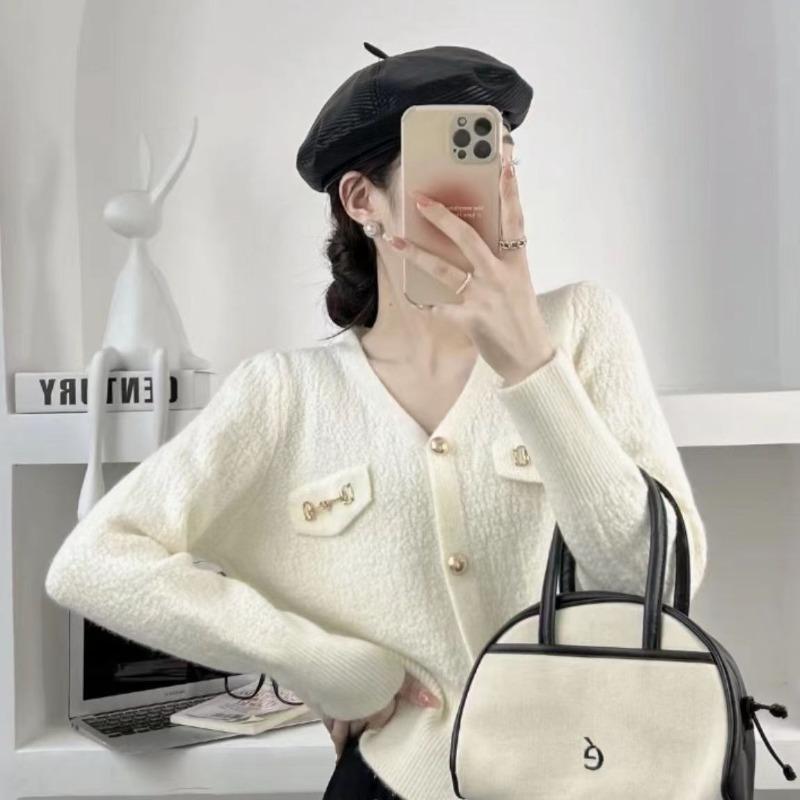 

Весенне-осенний новый вязаный кардиган с V-образным вырезом, женская куртка, милый универсальный облегающий вязаный свитер для женщин One Size белый