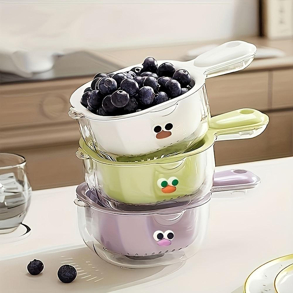 2 In1 Duckbill Cute Handle Draining Basket Straining Fruit Drain Basket Washing Double Basket Dishwashing Layer Fruit Tools 2025