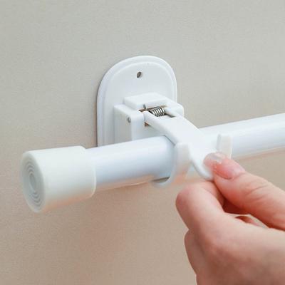 Multifunctional Hook Nail-Free Adjustable Rod Bracket Holder Wall Hanging Rod Curtain Rail Fixed Hook Hanging Clip Shower Curtain Rod Hanging Clip