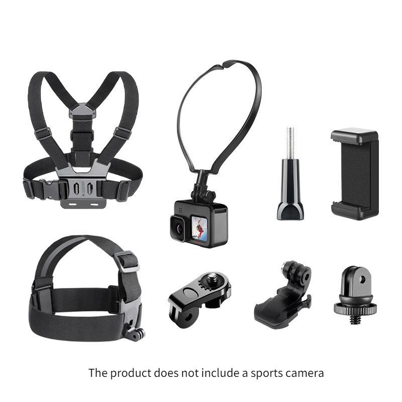 

8 In 1 Action Camera Accessory Kit First Person View Neck & Chest Mount Strap For Cycling Hiking Boating Travel чёрный