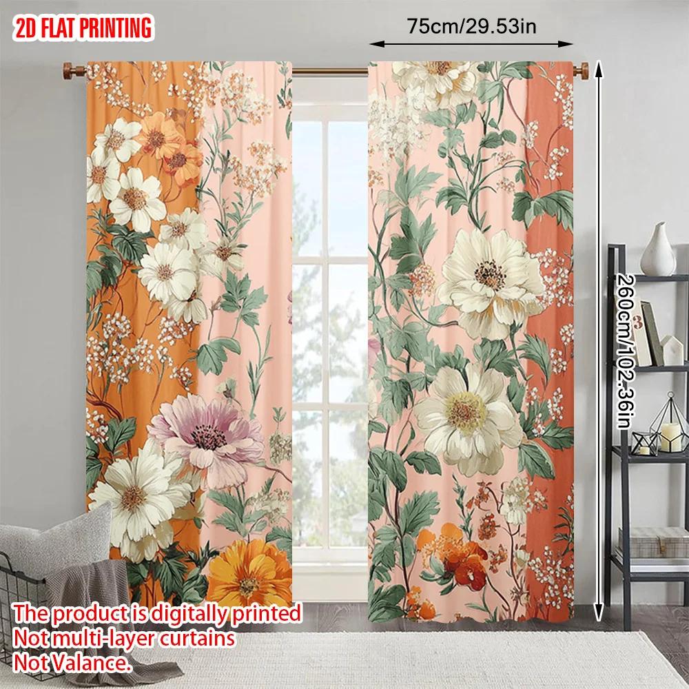 2pcs   plane printing Creative Curtains Bohemian Flowers Colorful Durable Polyester (without rod) Gifts Perfect for Living Room