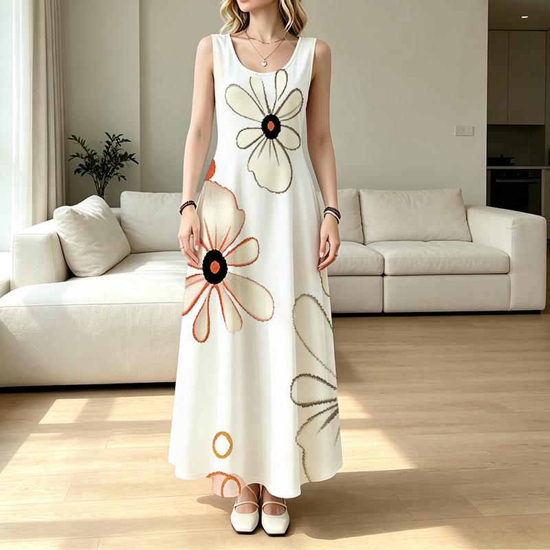 Women’s Sleeveless Maxi Dress Loose Flowy Lightweight Breathable Beachwear,Summer Casual Outfit for Daily Walks,Beach Trips,Commute