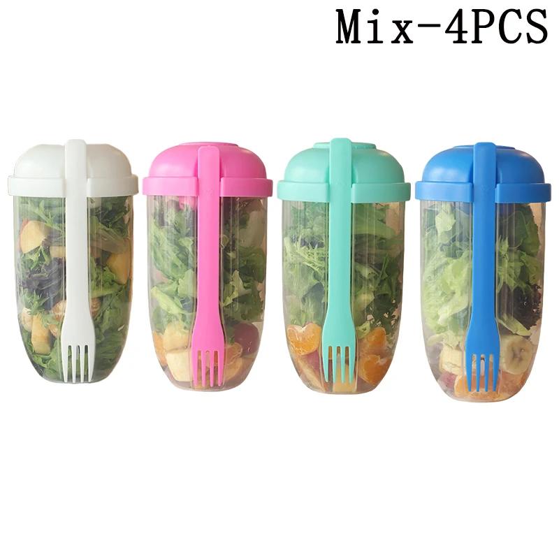 8Pcs Fresh Salad Cup Fruit Vegetable Salad Cup Salad Meal Shaker Cup Container Fork Salad Holder Large Capacity Food Box