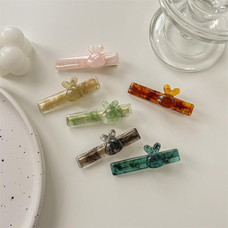 Sweet Acetate Rabbit Hairpin: Cute Duckbill Clip for Girls' Bangs - Japanese & Korean Style